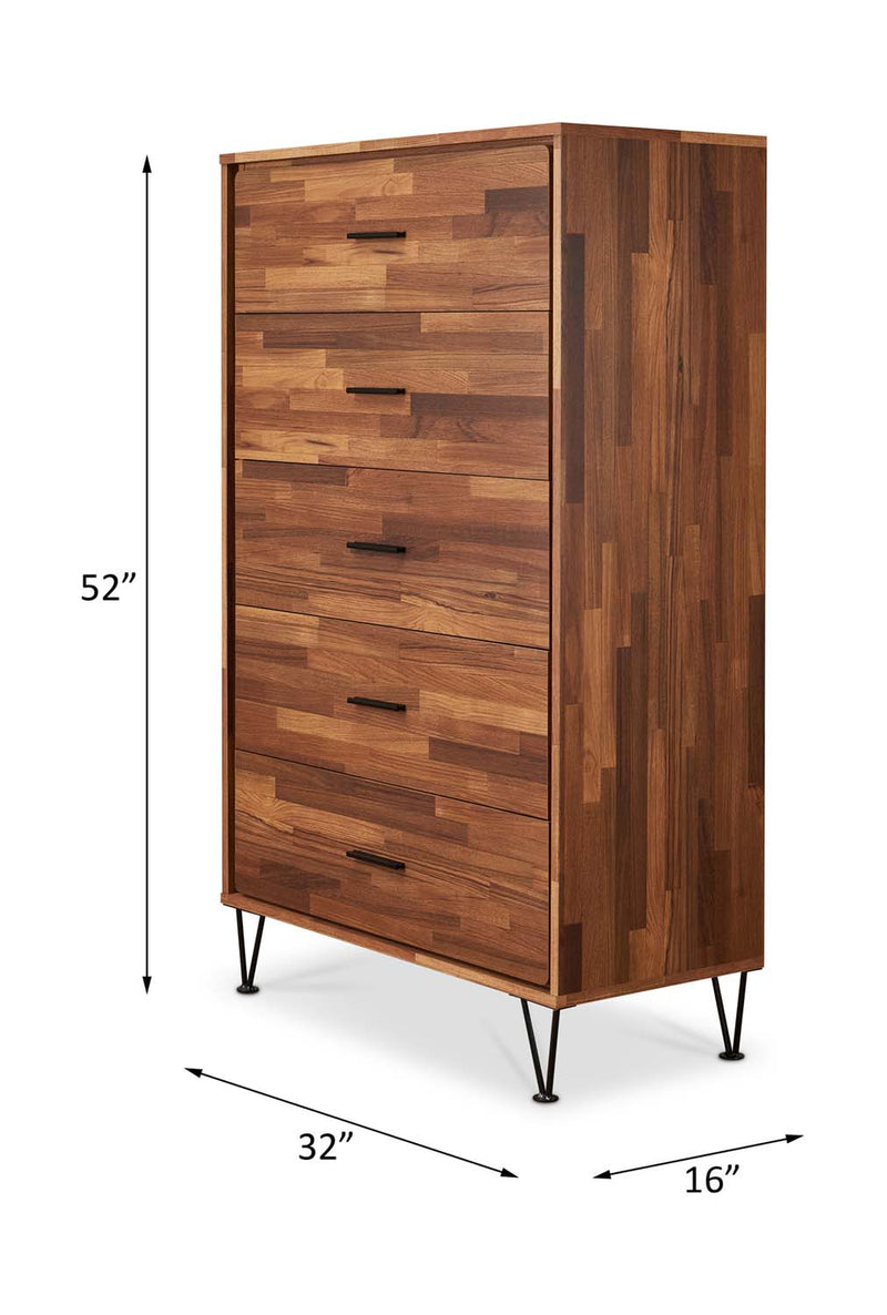 Deoss 5 Storage Drawers Chest, Walnut Finish Acme