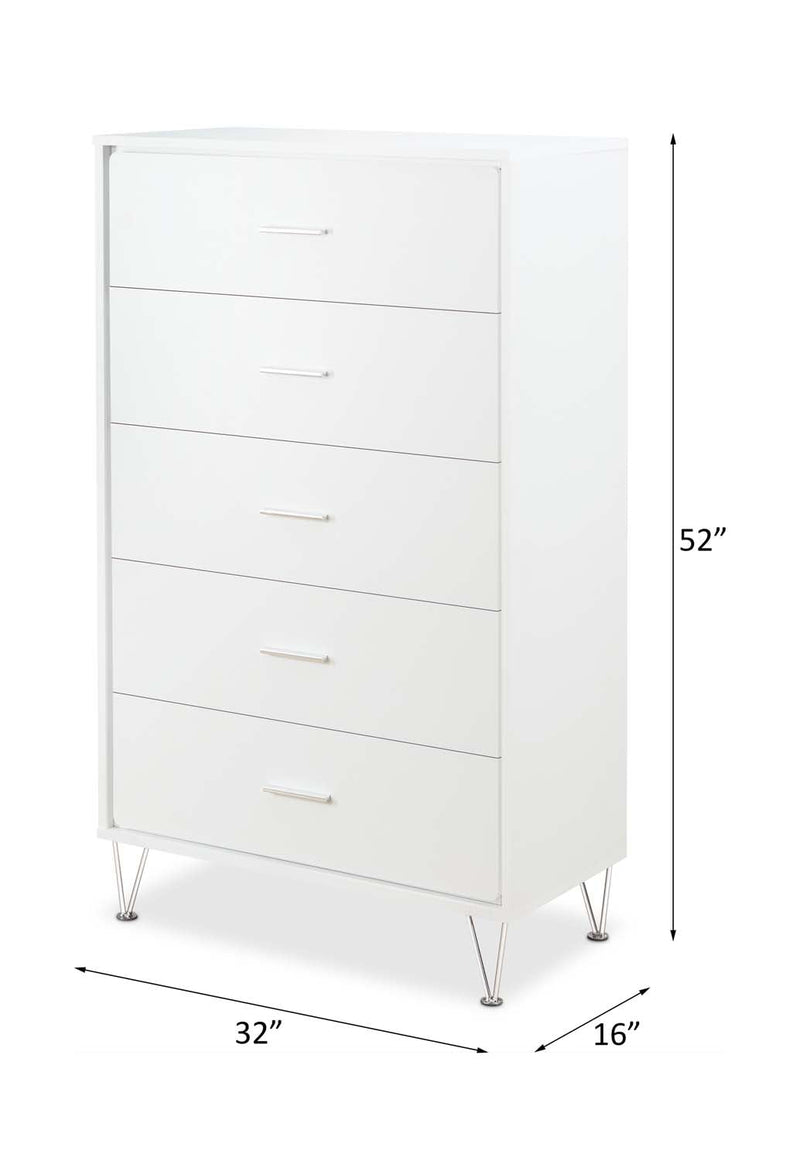 Deoss 5 Storage Drawers Chest, White Finish Acme