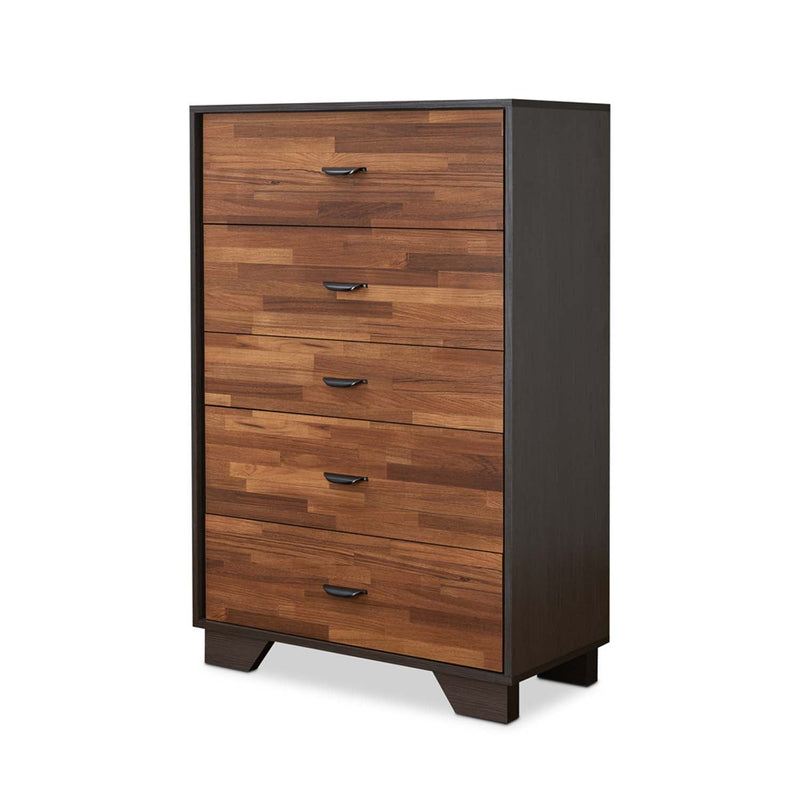 Eloy 5 Storage Drawers Chest, Walnut & Espresso Finish Acme