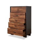 Eloy 5 Storage Drawers Chest, Walnut & Espresso Finish Acme