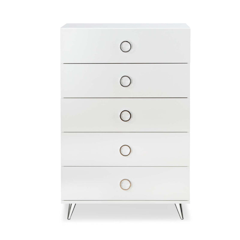 Elms 5 Storage Drawers Chest, White Finish Acme