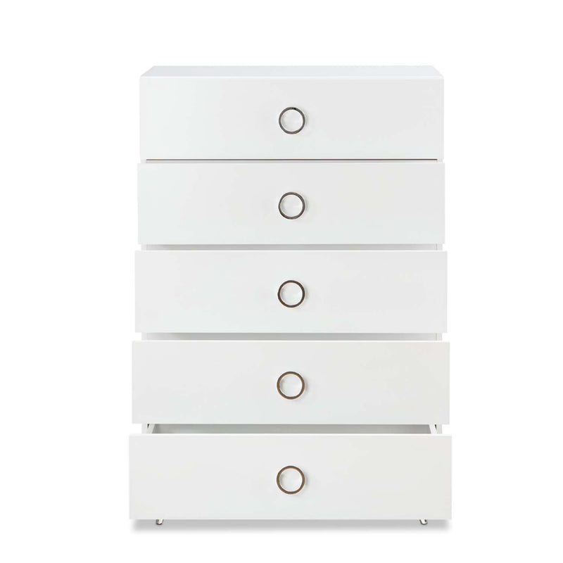 Elms 5 Storage Drawers Chest, White Finish Acme