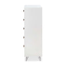Elms 5 Storage Drawers Chest, White Finish Acme