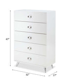 Elms 5 Storage Drawers Chest, White Finish Acme