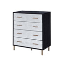 Myles 4 Storage Drawers Chest, Black, Silver & Gold Finish Acme