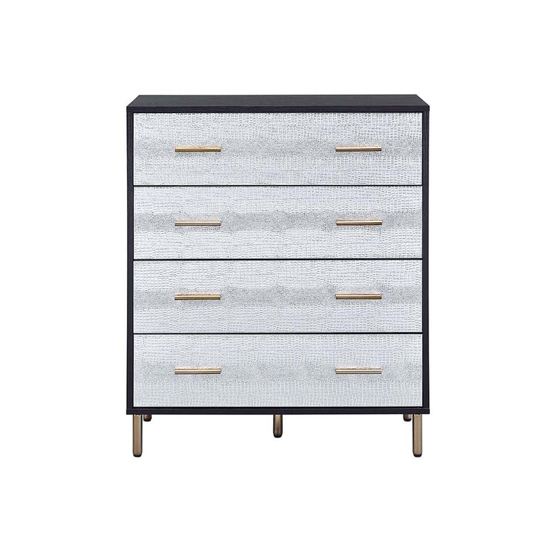 Myles 4 Storage Drawers Chest, Black, Silver & Gold Finish Acme