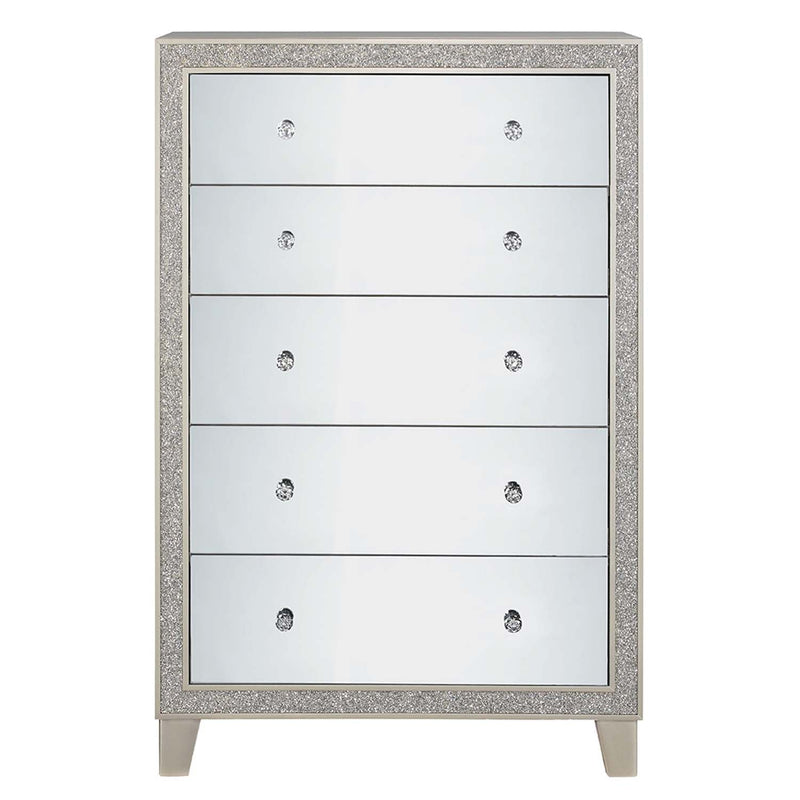 Sliverfluff 5 Storage Drawers Chest, Mirrored & Champagne Finish Acme