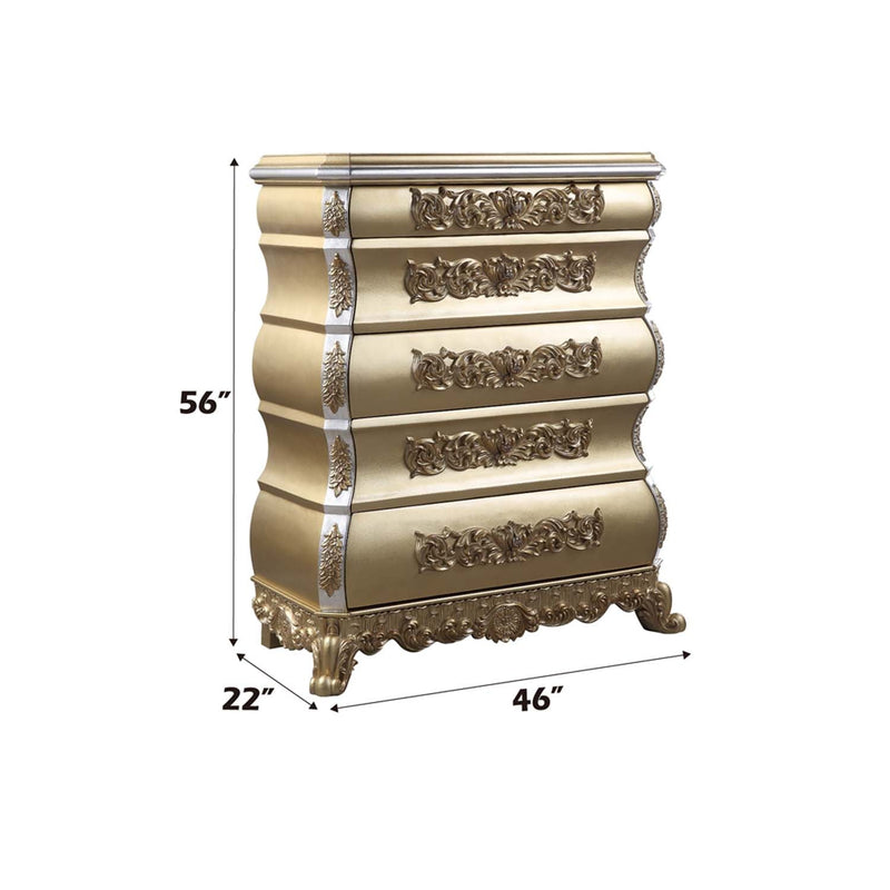Seville 5 Storage Drawers Chest, Gold Finish Acme