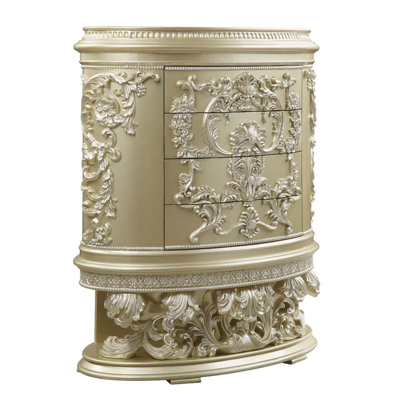 Vatican 4 Storage Drawers Chest, Champagne Silver Finish Acme