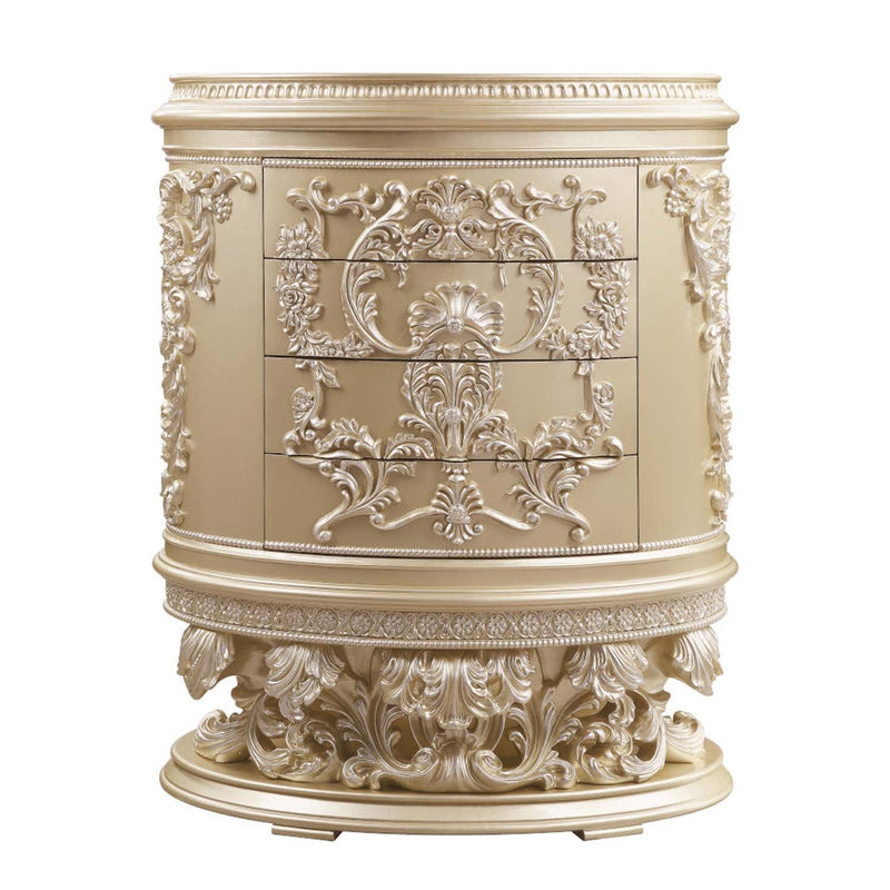 Vatican 4 Storage Drawers Chest, Champagne Silver Finish Acme