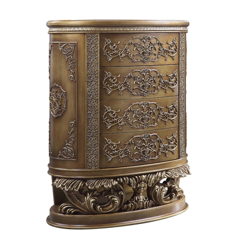 Constantine 4 Storage Drawers Chest, Brown & Gold Finish Acme