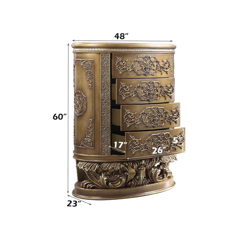 Constantine 4 Storage Drawers Chest, Brown & Gold Finish Acme