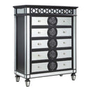 Varian II 6 Storage Drawers Chest, Mirrored, Black & Sliver Finish Acme