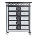 Varian II 6 Storage Drawers Chest, Mirrored, Black & Sliver Finish Acme