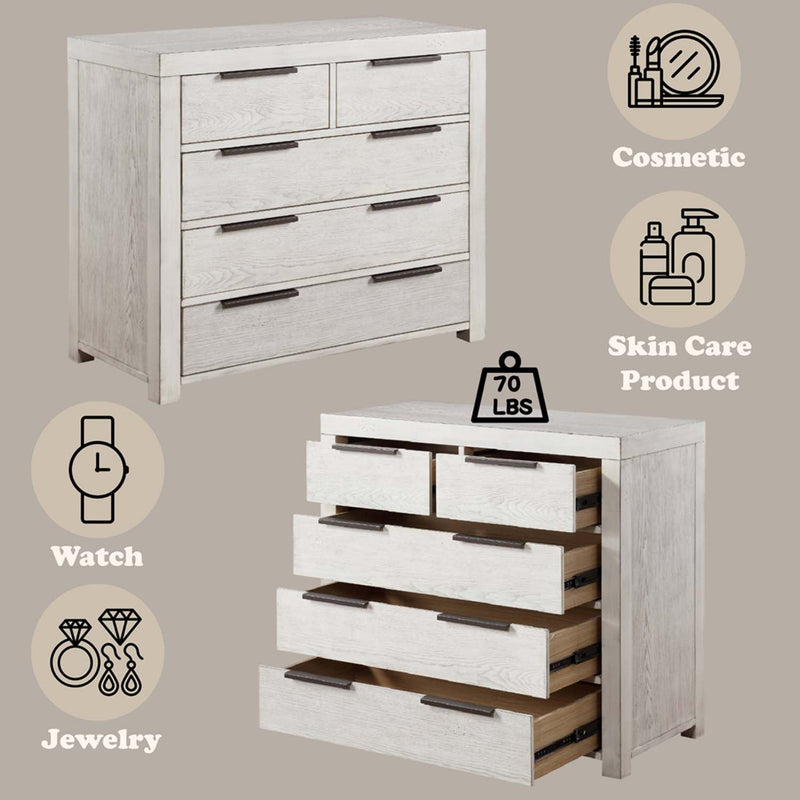 Celerina 6 Storage Drawers Chest, Weathered White Finish Acme