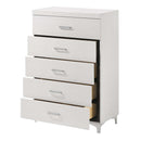 Casilda 5 Storage Drawers Chest, White Finish Acme