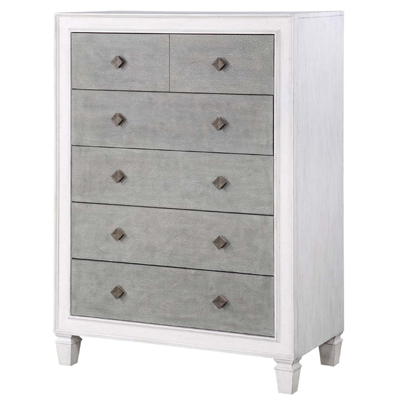 Katia 6 Storage Drawers Chest, Rustic Gray & Weathered White Finish Acme