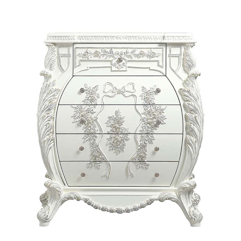 Vanaheim 5 Storage Drawers Chest, Antique White Finish Acme