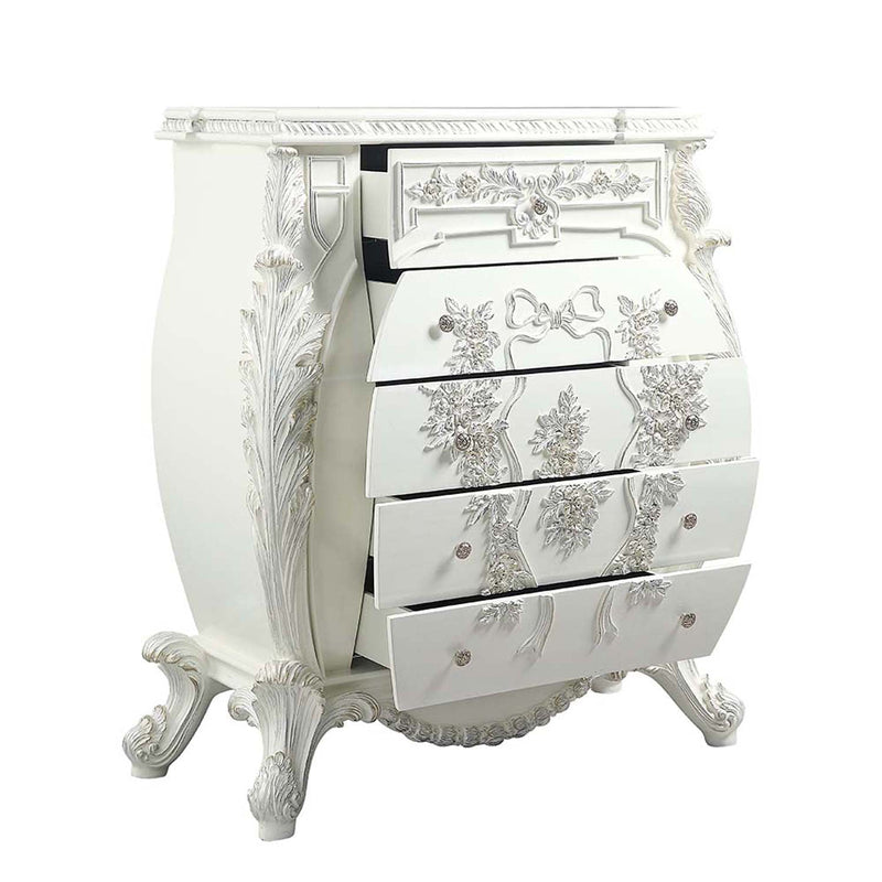 Vanaheim 5 Storage Drawers Chest, Antique White Finish Acme