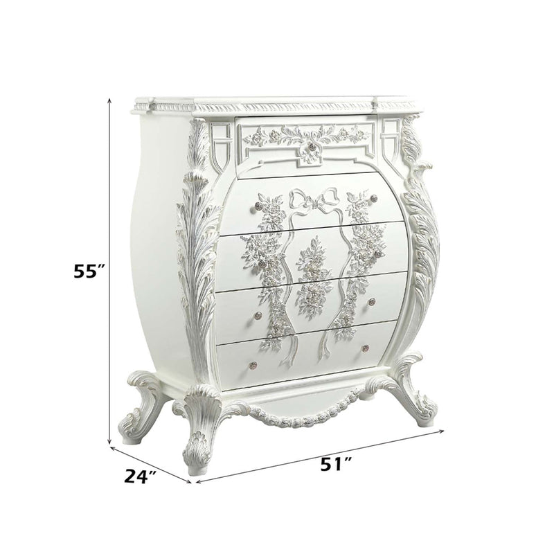 Vanaheim 5 Storage Drawers Chest, Antique White Finish Acme