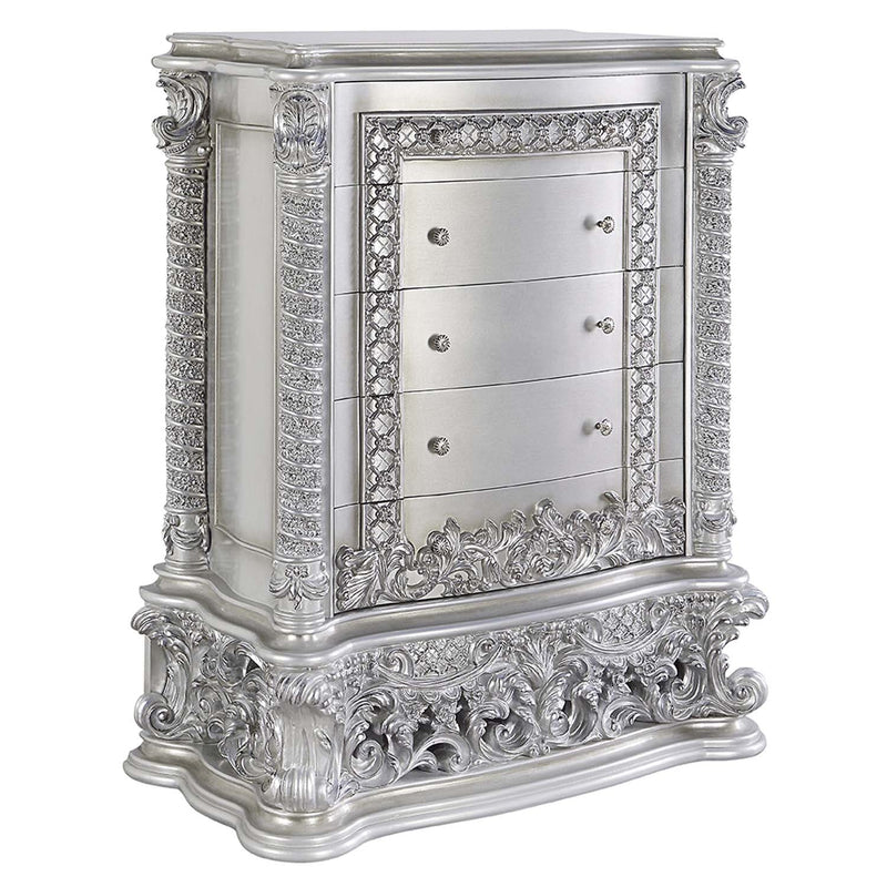Valkyrie 5 Storage Drawers Chest, Antique Platinum Finish Acme