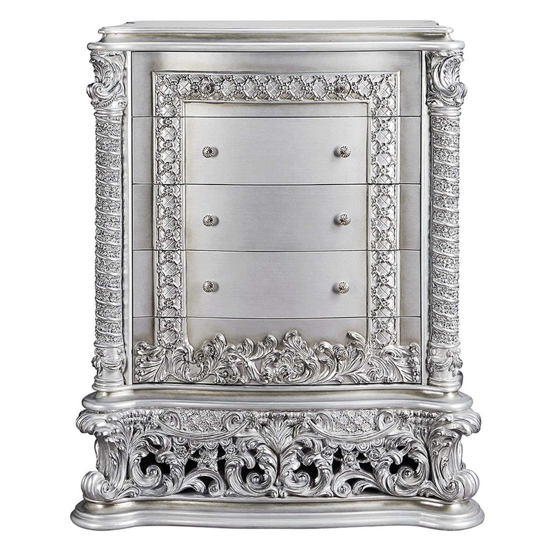 Valkyrie 5 Storage Drawers Chest, Antique Platinum Finish Acme