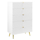 Gaines 5 Storage Drawers Chest, White High Gloss Finish Acme