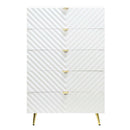 Gaines 5 Storage Drawers Chest, White High Gloss Finish Acme