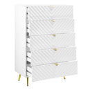 Gaines 5 Storage Drawers Chest, White High Gloss Finish Acme