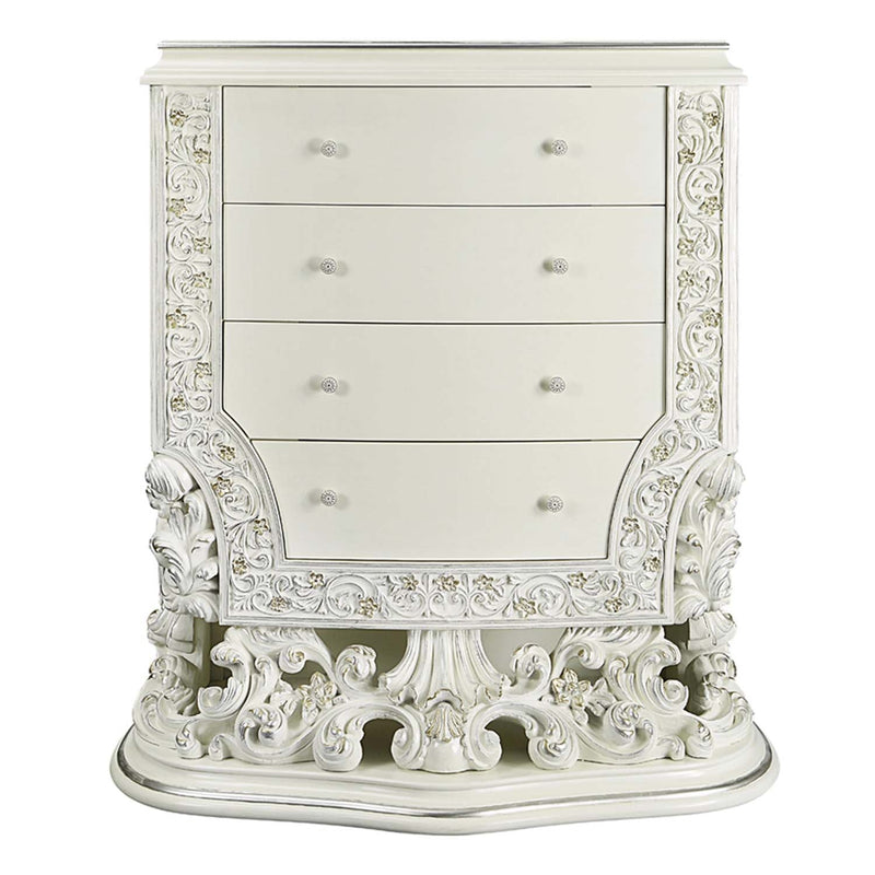 Adara 4 Storage Drawers Chest, Antique White Finish Acme