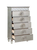Varian 5 Storage Drawers Chest, Silver & Mirrored Finish Acme