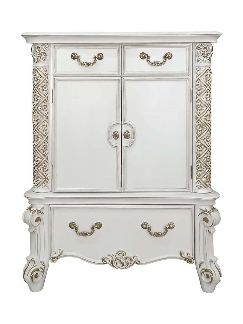 Vendome 3 Storage Drawers and 2 Doors Chest, Antique Pearl Finish Acme