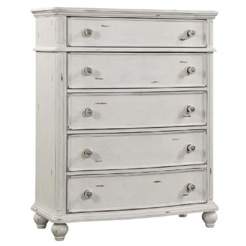 Jaqueline 5 Storage Drawers Chest, Antique White Finish Acme