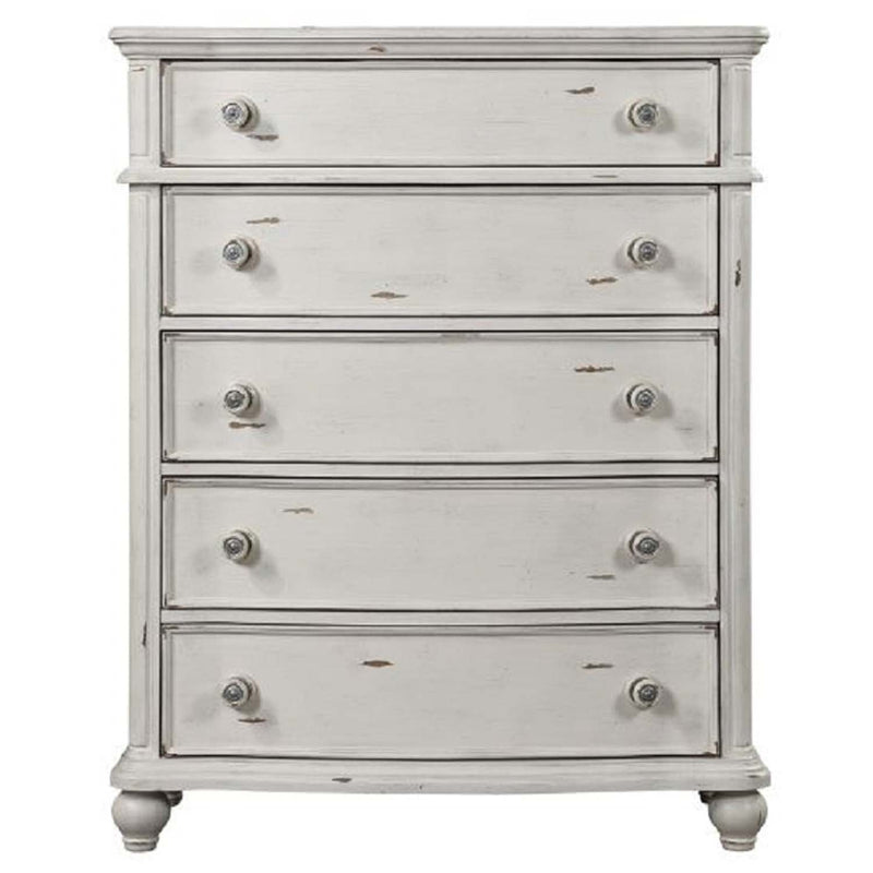 Jaqueline 5 Storage Drawers Chest, Antique White Finish Acme
