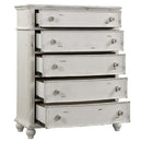Jaqueline 5 Storage Drawers Chest, Antique White Finish Acme