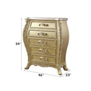 Cabriole 5 Storage Drawers Chest, Gold Finish Acme