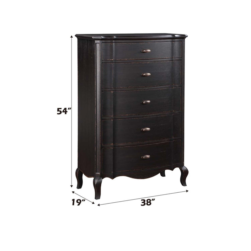 Chelmsford 5 Storage Drawers Chest, Antique Black Finish Acme