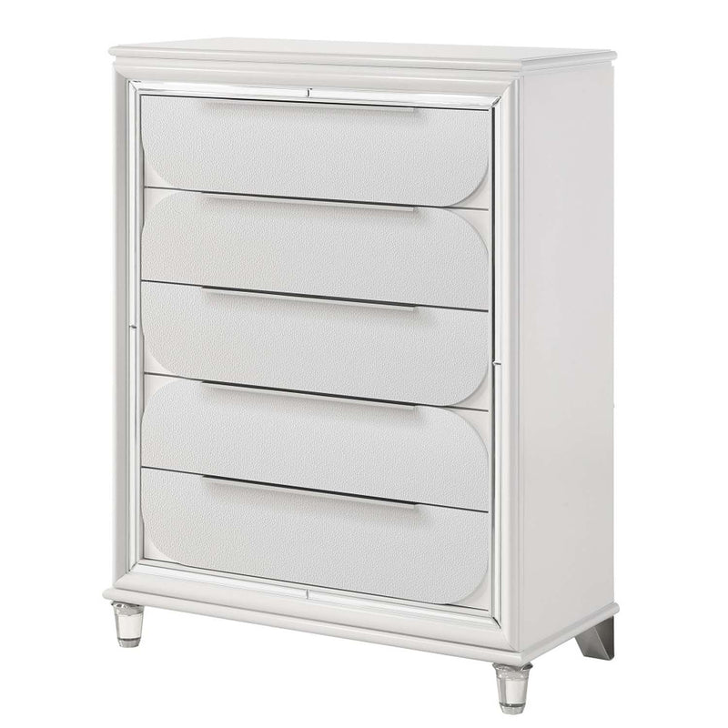 Tarian 5 Storage Drawers Chest, Pearl White Finish Acme