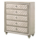 Lucienne 5 Storage Drawers Chest, Beige Velvet Acme