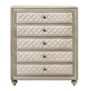 Lucienne 5 Storage Drawers Chest, Beige Velvet Acme