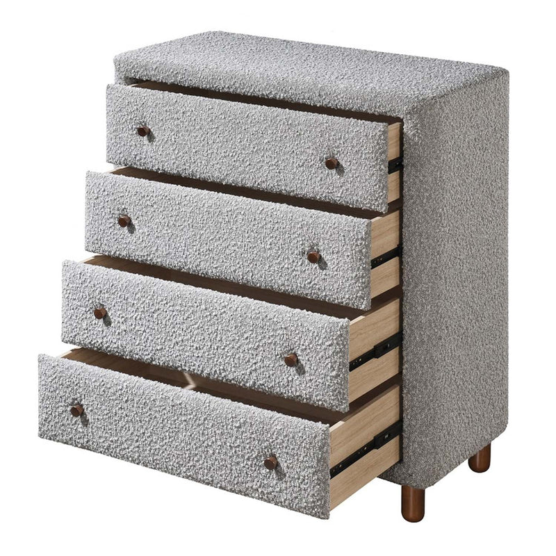 Cleo 4 Storage Drawers Chest, Gray Boucle Acme