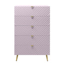 Gaines 5 Storage Drawers Chest, Pink High Gloss Finish Acme
