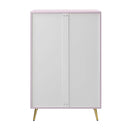 Gaines 5 Storage Drawers Chest, Pink High Gloss Finish Acme