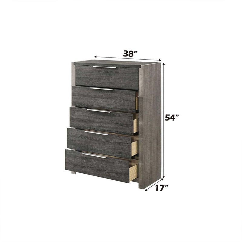 Jehoram 5 Storage Drawers Chest, Gray Finish Acme