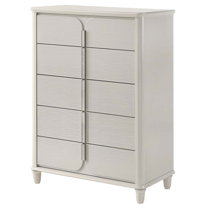 Laveda 5 Storage Drawers Chest, Pearl White Finish Acme