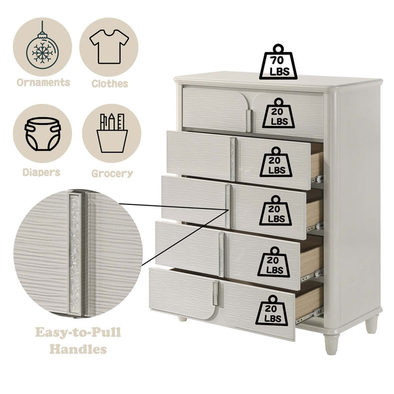 Laveda 5 Storage Drawers Chest, Pearl White Finish Acme