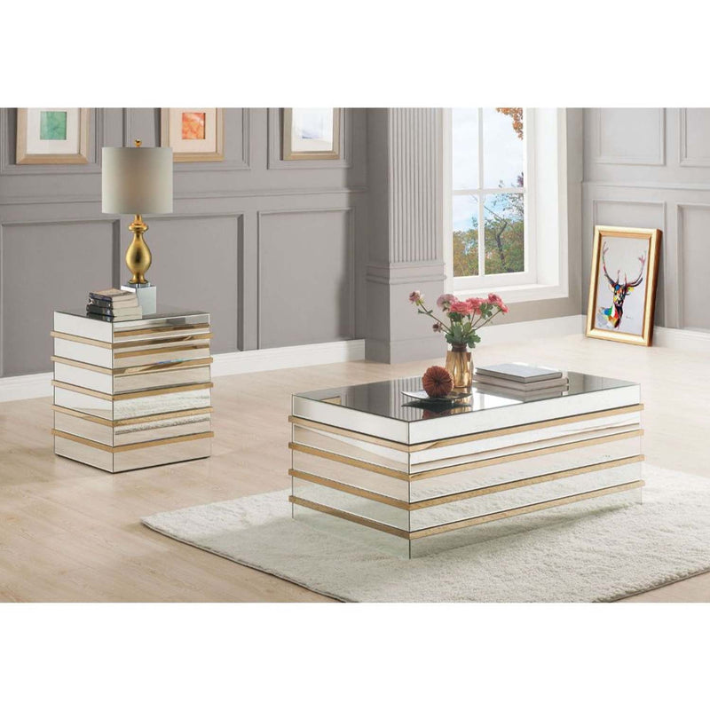 Dominic Rectangular Coffee Table , Mirrored Acme