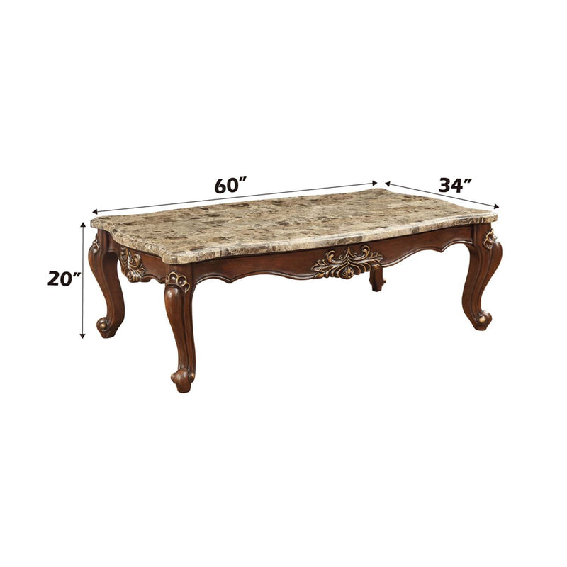 Shalisa Rectangular Coffee Table , Marble Top & Walnut Finish Acme
