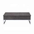 Iban Rectangular Coffee Table w/Lift Top, Gray Oak & Chrome Finish Acme