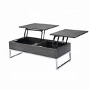 Iban Rectangular Coffee Table w/Lift Top, Gray Oak & Chrome Finish Acme